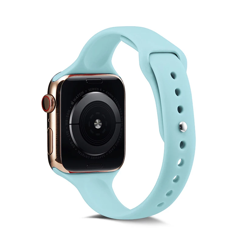 Green Ремешок для часов Apple Watch 38 мм 42 мм 44 мм 40 мм IWatch 4 3 2 1 спортивный силиконовый ремешок тонкий браслет аксессуары для часов - Цвет ремешка: Green