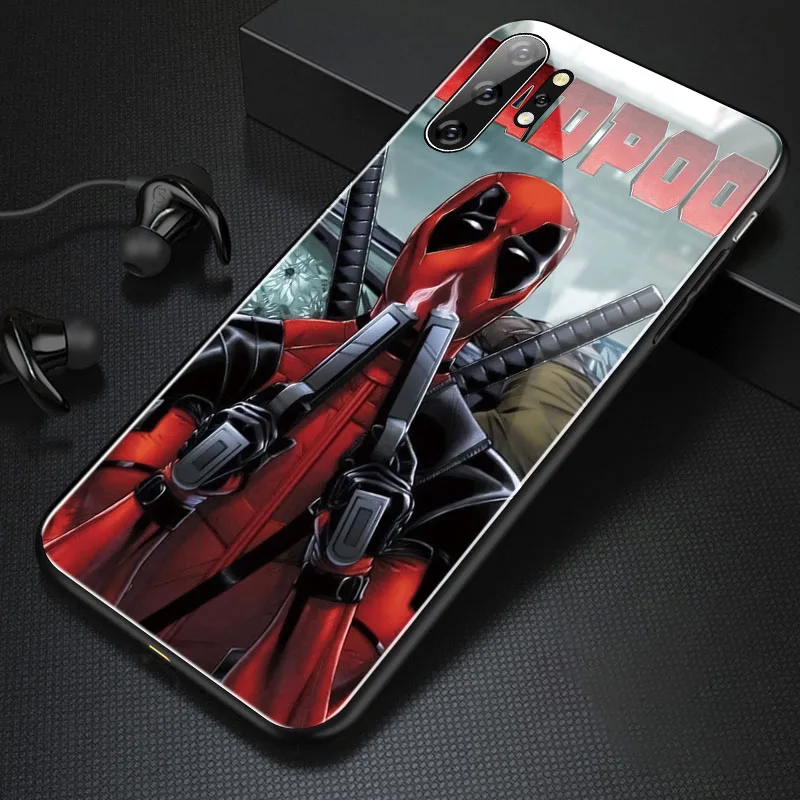 Deadpool Marvel Капитан Америка стеклянный чехол для телефона samsung Galaxy Note 10 9 8 S10 e 5G S9 S8 Plus роскошный черный пантера чехол Funda - Цвет: Deadpool
