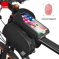 sahoo bike bag touchscreen bicycle front frame top tube 6 5in mobile phone bag double pannier pack for bike accessories