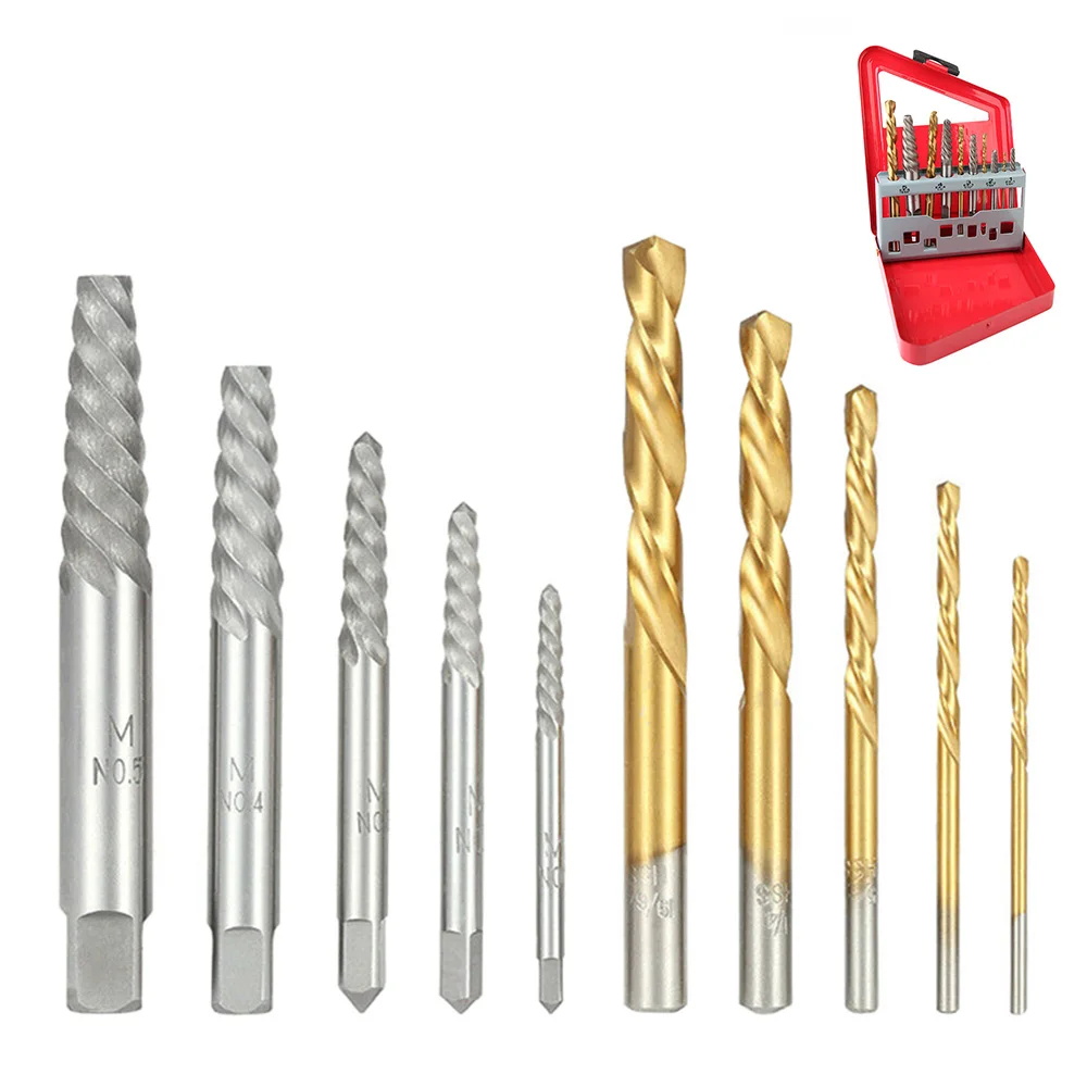 

10PCS Damaged Screw Extractor Drill Bit Set Stripped Easily Take Out Broken Screw Bolt Remover Extractor Demolition Tools
