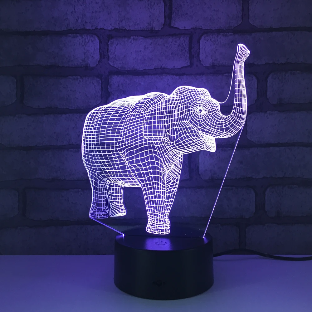 

Elephant LED RGB Night Light 7 Color Change Desk Light Action Figure PVC Kids Toys Brinquedos Christmas Gift