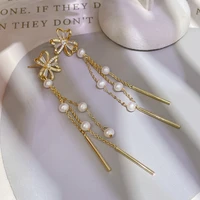 wholesale genuine pearl earrings with flower design natural pearl drop earrings elegant handmade jewelry gifts