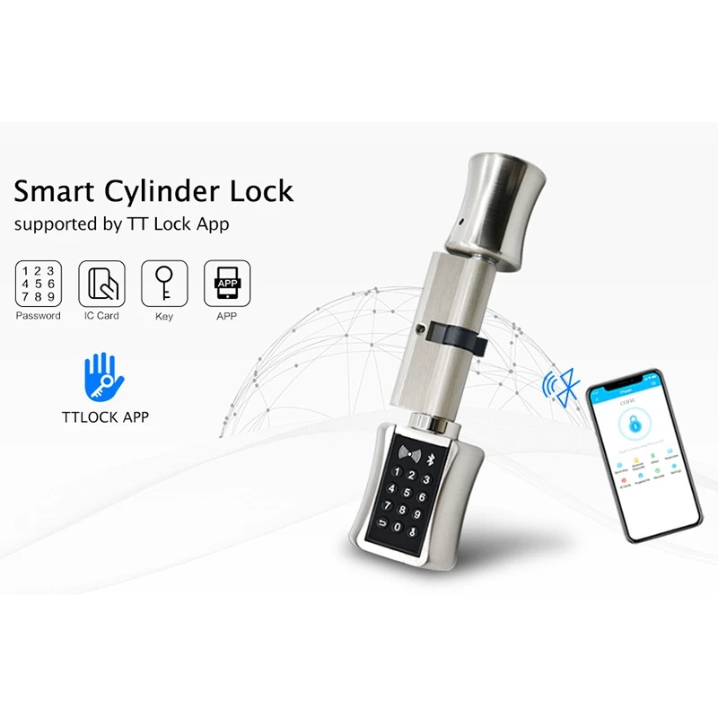 

Bluetooth Smart Cylinder Lock Wifi Electronic Door Lock Digital Ttlock App Keypad Code Rfid Card Keyless Lock