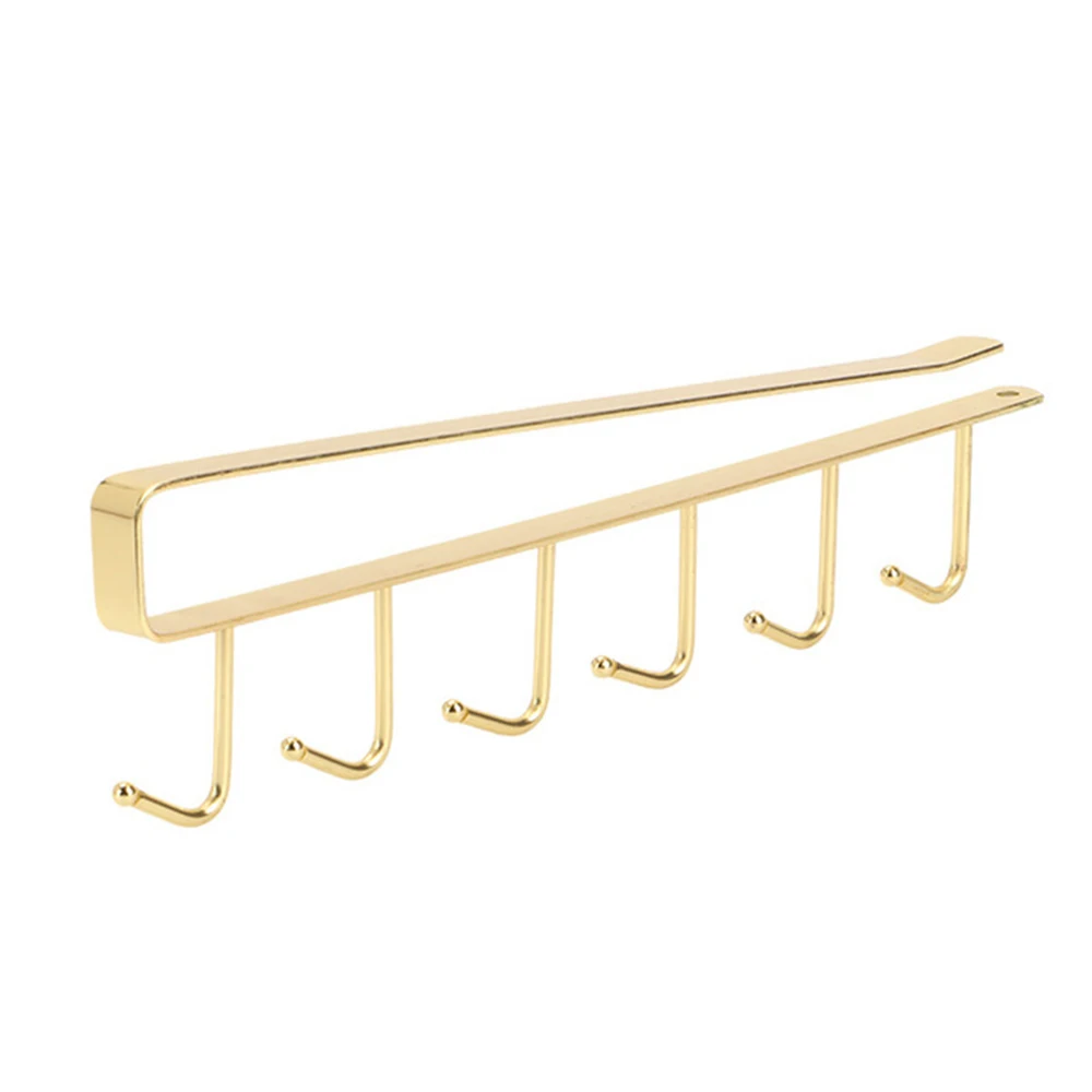 

1pc Cup Holder 6-Hooks Hang Multifunctional Kitchen Cabinet Shelf Metal Storage Rack Organiser Rack Kitchen Hook Tools