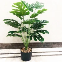 70cm 18 fork artificial monstera bunch tropical green palnts branch store flower hotel office new year home decor accessories