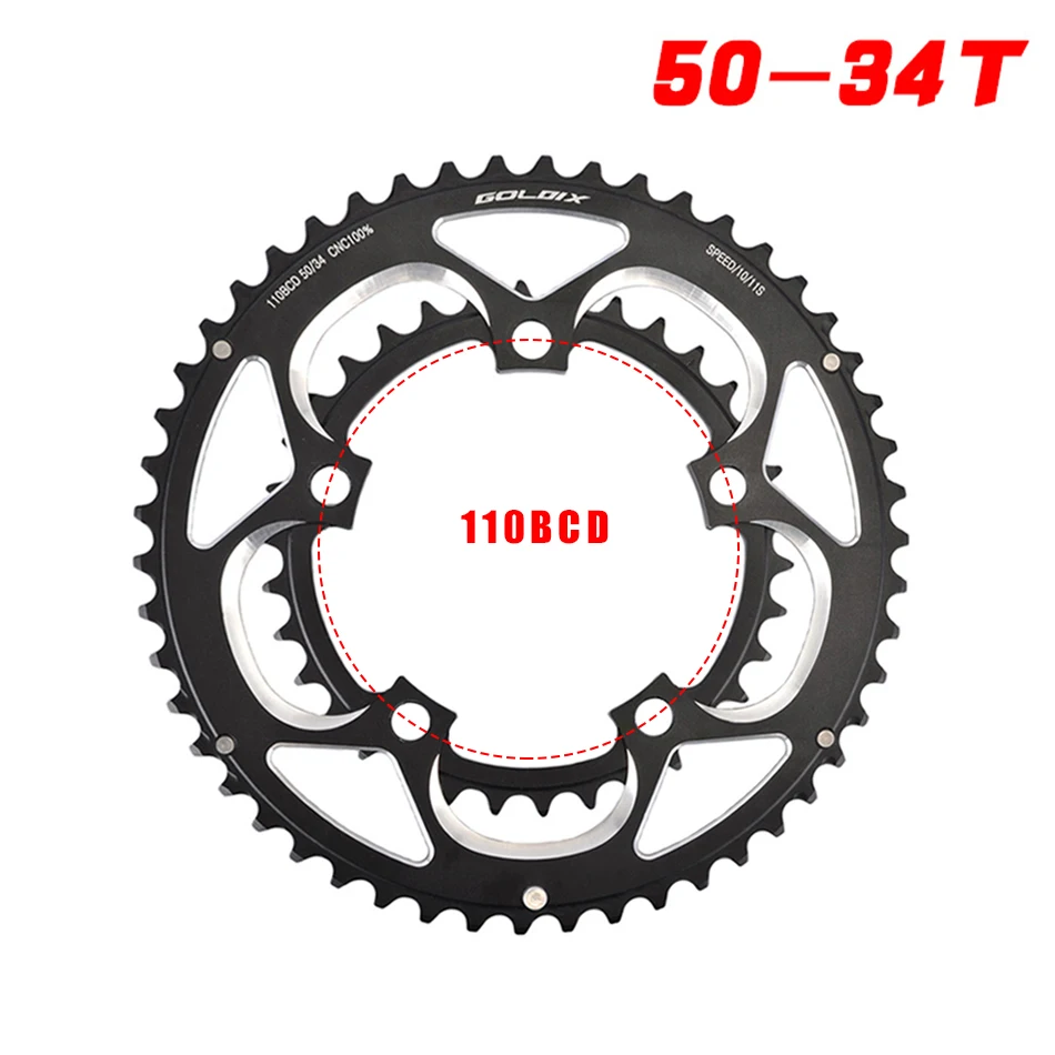 GOLDIX chainring 110 bcd дорожный велосипед 34T 50T сталь/алюминий Chainwheel 8/9/10/11 speed Tooth plate Parts |