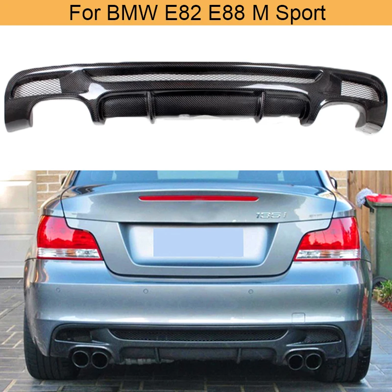 Car Rear Bumper Diffuser Lip Spoiler For BMW 1 Series E82 E88 M Sport 2 Door 2007-2013 Four Outlet Carbon Fiber / FRP