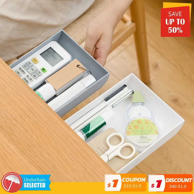 

Hidden Table Under Paste Plastic Desk Organizer Memo Pen Stationery Storage Box Case Drawer Divider