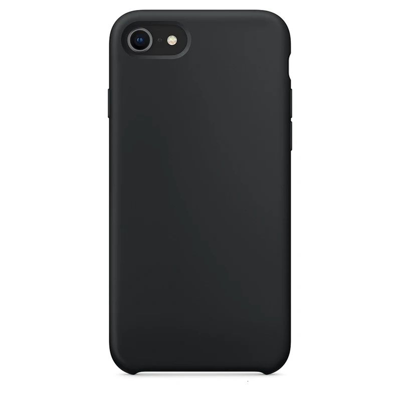 Black Официальный силиконовый чехол для iPhone 7 8 Plus, задняя крышка с логотипом для Apple iPhone 11 Pro XR X XS MAX 6 6S PLUS, чехол - Цвет: Black