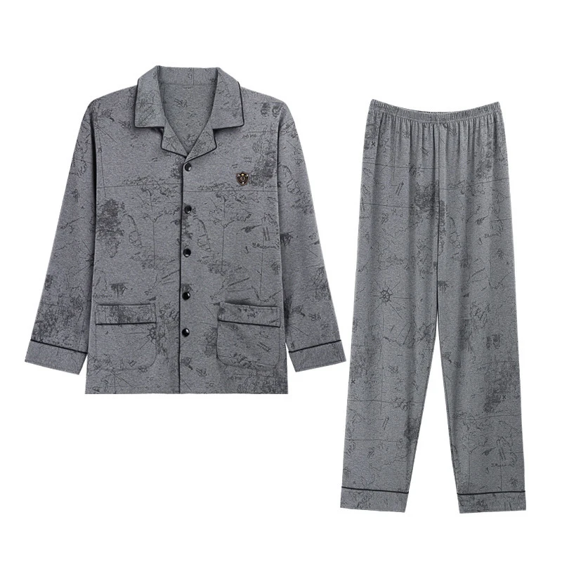 2019 зимние пижамные комплекты для мужчин хлопковый пижамный комплект с длинным