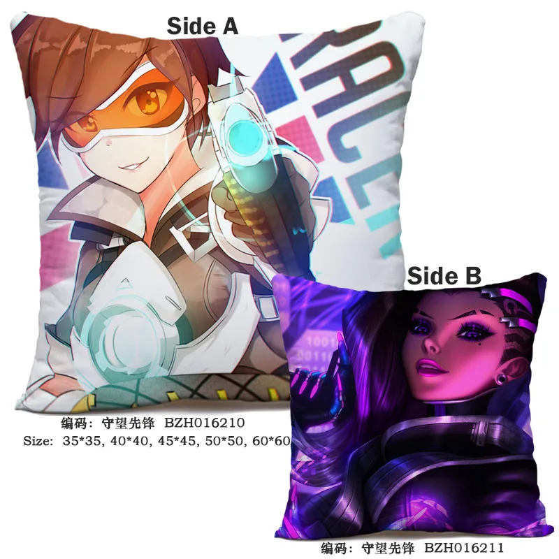 21 45X45 см аниме игра Overwatch наволочка OW dva Mercy Mei Hanzo Genji Reaper Dakimakura Чехол 3D двухсторонний принт наволочка - Цвет: 21