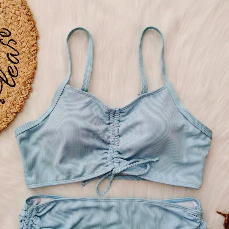 

Sexy Solid 2021 Bikini Set Plus Size Two Piece Swimsuit Women Retro High Waist Side Tie Backless Big Ladies Bathing Suit 4XL