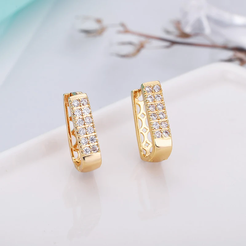 Женские u образные серьги гвоздики MAIKALE ажурные с фианитом модные ювелирные