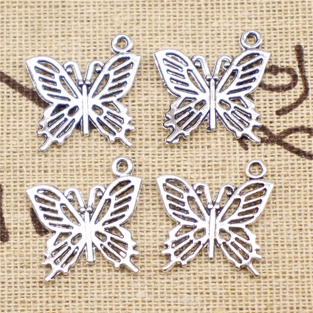 

Charm For Making Jewelry Pendants Antique Silver Color Butterfly 20x19mm 10pcs