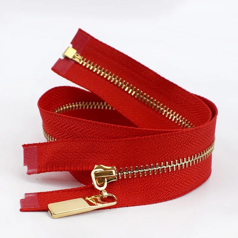red 2 шт. Meetee 3# Металлические молнии с открытым концом 40/70 см золотые зубы Длинные молнии для шитья сумки пуховик юбка одежда аксессуары - Цвет: red
