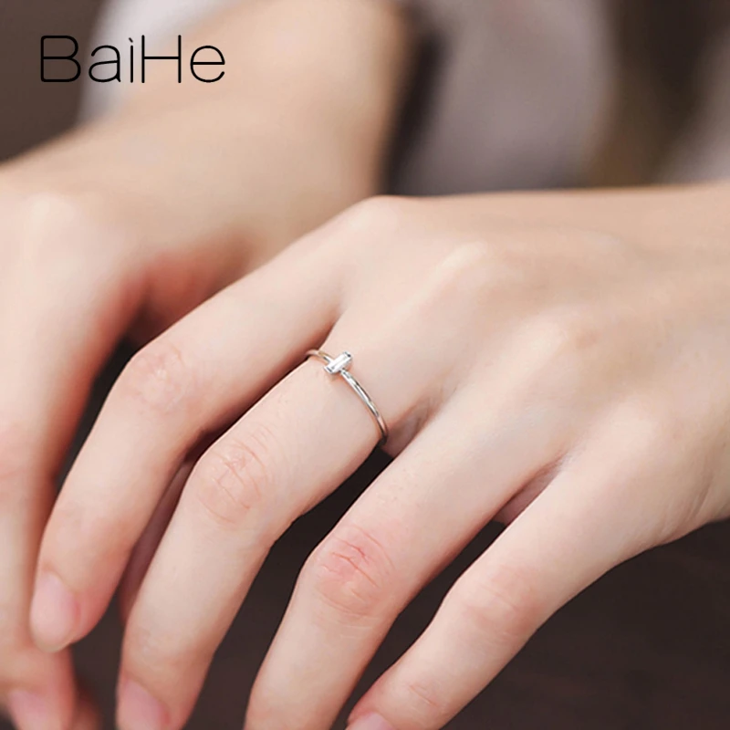 Женское кольцо с натуральными бриллиантами BAIHE украшение из твердого желтого