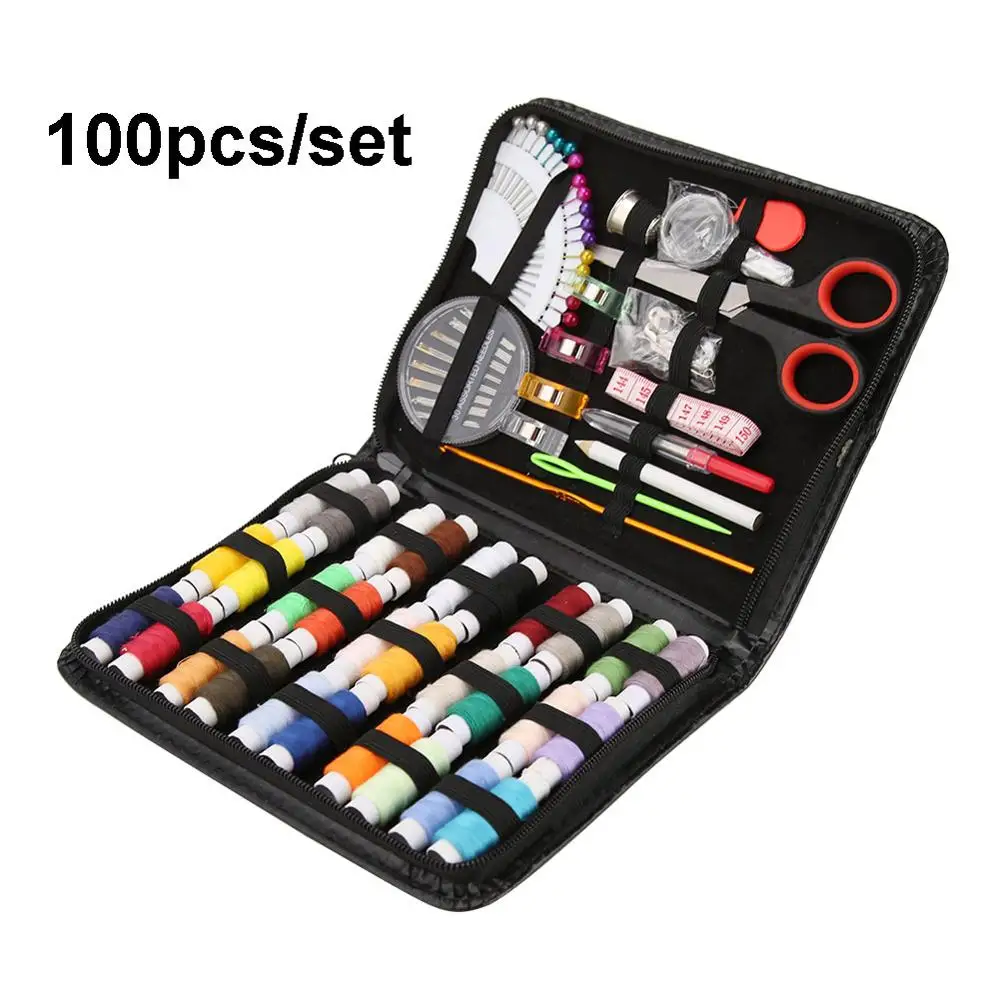 100pcs 27-282 шт./компл. Портативный путешествия швейный набор инструментов для инструментов швейные нитки шприцы Вязание инструменты для игл ткань кнопки ремесла ножницы мама подарки - Цвет: 100pcs