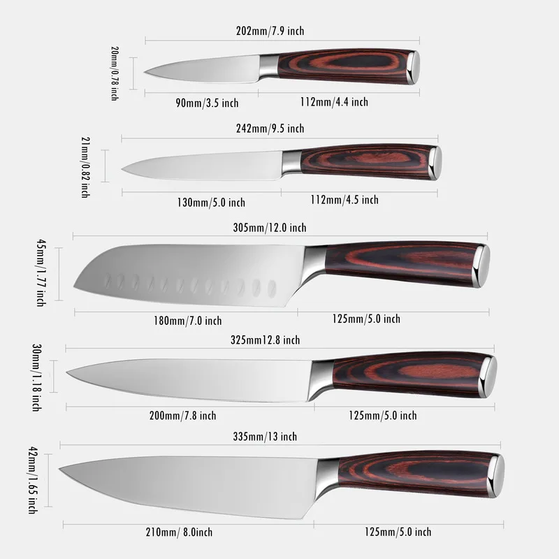 

Mirror Light Chef Knife Set Knife Stainless Steel Knife Mirror Blade Cutting Meat Slices Three Virtue Knife Color Wooden Handle