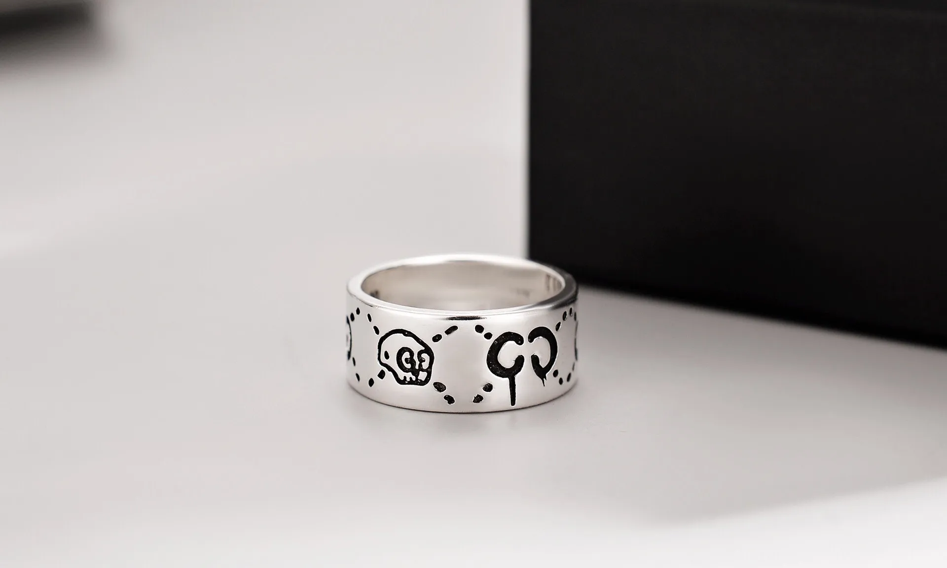 

925 sterling silver skull couples ring hip-hop fashion accessories holiday gifts