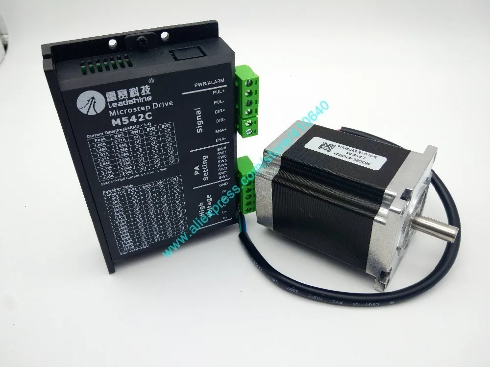 Настоящий Leadshine NEMA23 шаговый двигатель 57CM23 8 мм вал 2,3 Н. М крутящий момент и 2 фазы аналоговый шаговый двигатель драйвер M542C Макс 50 в DC 4.2A