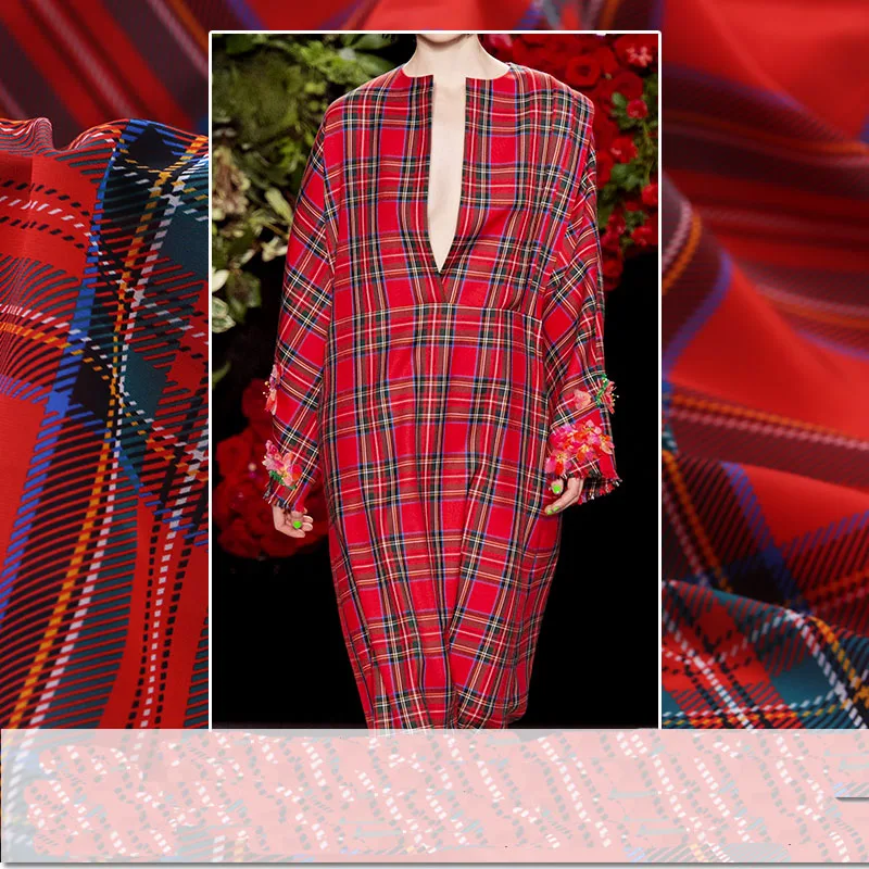 Классическая размерная сетка цифровая картина креп Крепдешин шелковой ткани для