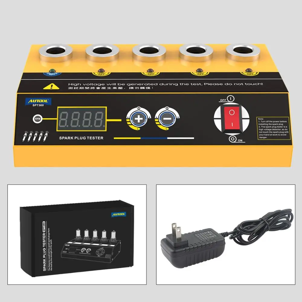 

AUTOOL SPT360 110V 220V Car Spark Plug Tester Ignition Testers Five Hole Spark Plug Flashover Analyzer Tool