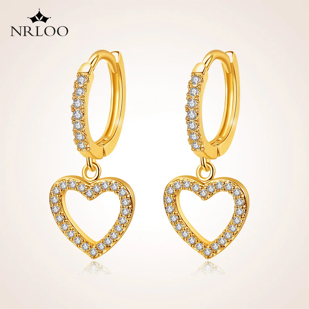 

Zircon Earrings Hot Sale Ladies Simple Pendant Earrings Full Of Diamonds Hheart-shaped Elegant Female Accessories Fashion Jewelr