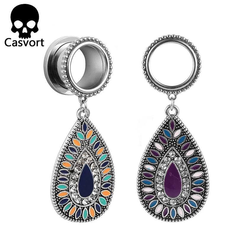 Casvort новые спиральные длинные в форме слезы затычки для ушей пирсинг ювелирные