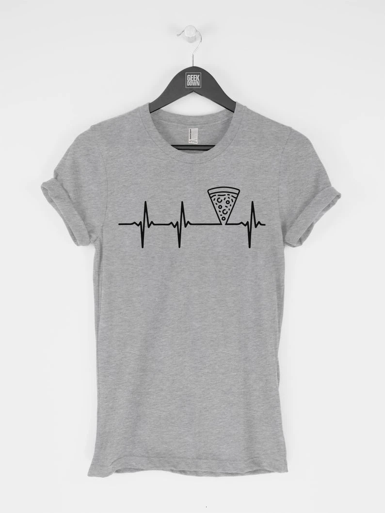 

Pizza Heartbeat t-shirt tee Pizza Heart Monitor t-shirt tee pizza lovers food lovers funny t-shirt gift for her- L999