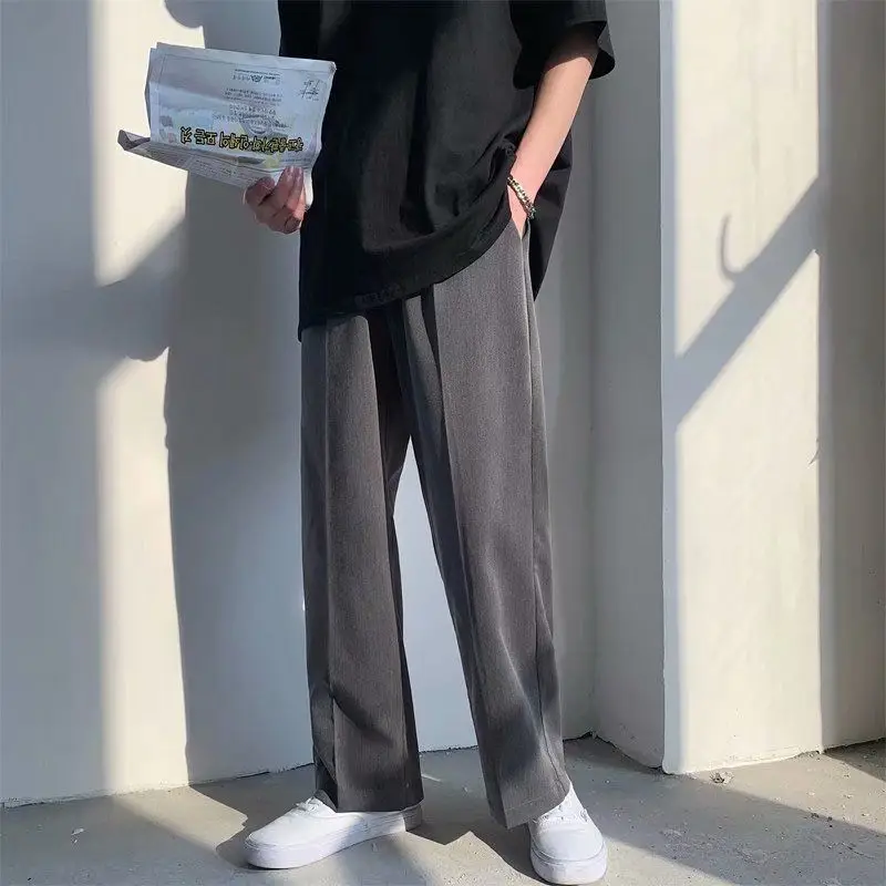 

suit pants man Autumn new solid wide-leg straight Korean fashion male casual trousers street handsome wild loose men clothes