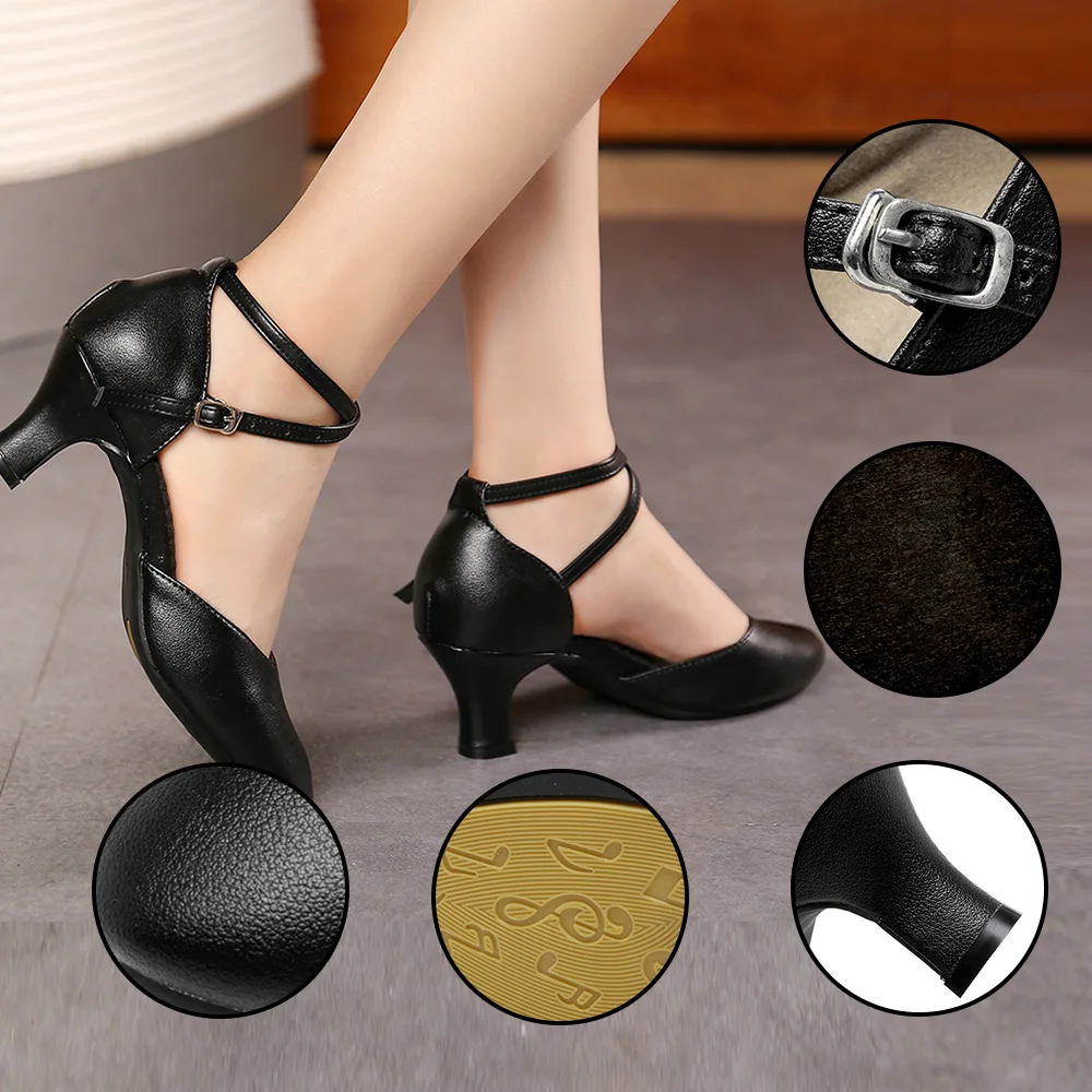 Girls Latin Dance Shoes Rubber Sole 3.5/5.5CM Ballroom Tango Dancing Shoes Genuine Leather Women's Bachata Salsa Suede Shoes
