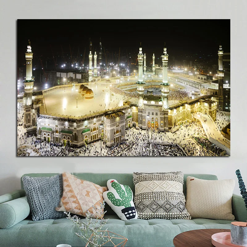 OUCAG City Building Night Scene Poster Painting Modern Magnificent Structure Canvas Wall Art Artwork For Home Office Decoration | Дом и сад