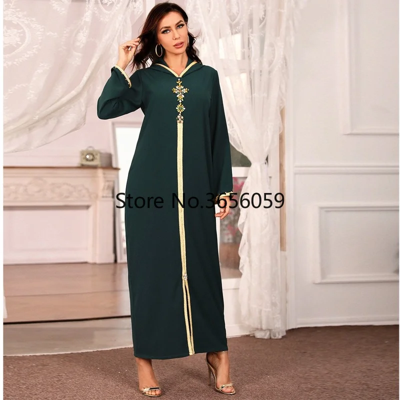 2XL Дубай Abaya Jellaba женская мусульманская Мода Ручная работа Стразы Халат с