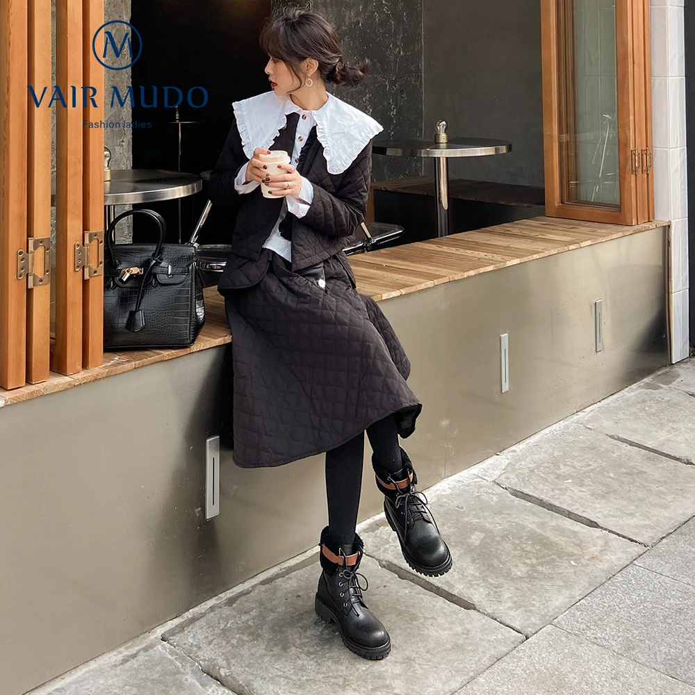 

Ankle Boots Genuine Leather Winter Female Thick Bottom Cool Style Women Fashion Adult Lace Up Short Plush Rubber non-slip DX142L