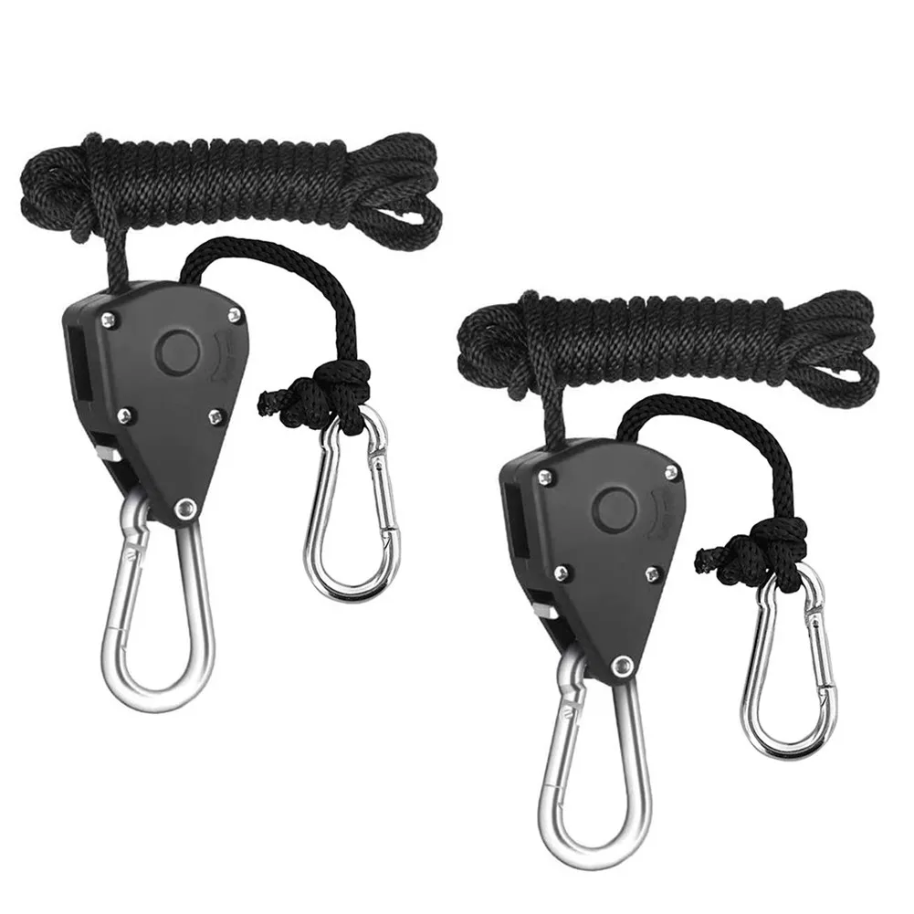 

2Pcs Rope Ratchet Adjustable Light Hanger Tent Carbon Filter Hydroponic Grow Light Hangers Zinc Alloy Hook Plastic Pulley
