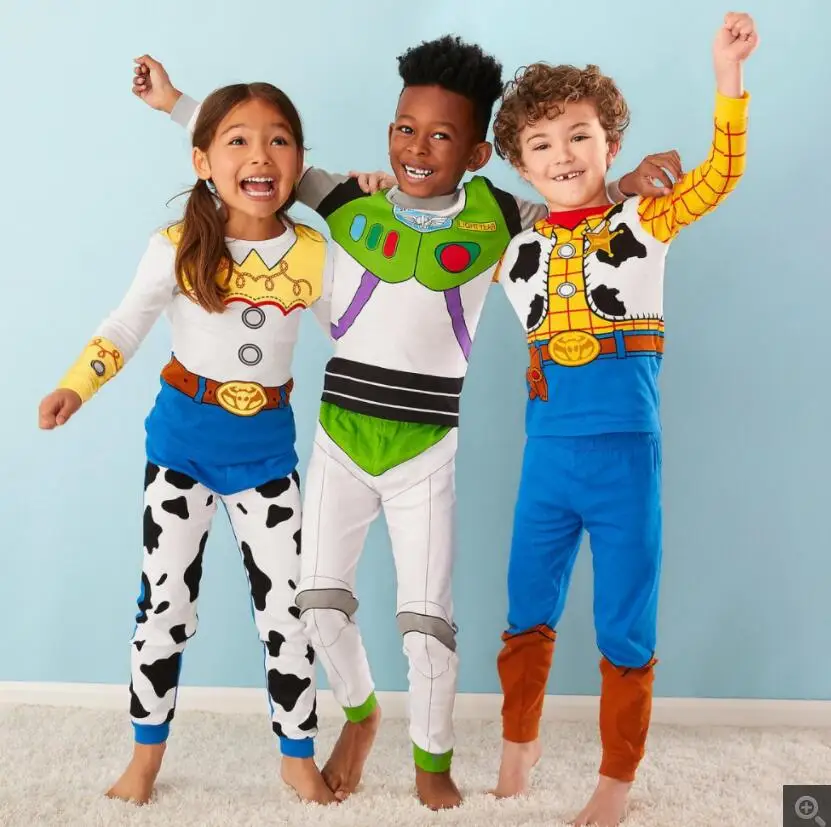 Детские осенние пижамы комплект одежды для мальчиков и девочек одежда сна с