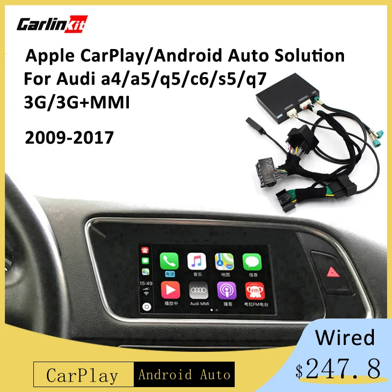 Carlinkit проводной Apple CarPlay декодер для Audi A4 A5 Q5 3g/3g+ MMI muItimedia интерфейс CarPlay и Android авто комплект модернизации