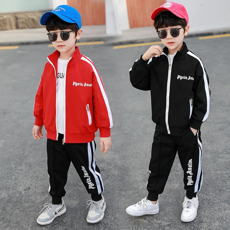 

Cardigan Zipper Spring Autumn Boys Clothing SuitsCoat + Pants 2pcs/Set Kids Jacket Tops Teenager Sport Costume Outfits Tracksui