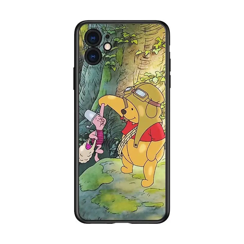 

Pooh Bear Cute for Apple iPhone 12 Pro Max Mini 11 Pro XS Max X XR 6S 6 7 8 Plus 5S SE2020 Soft Black Phone Case