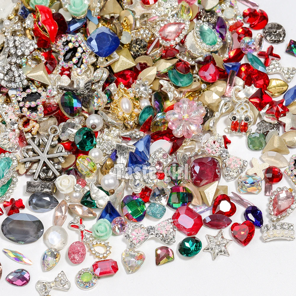 Случайные 20 шт. кристаллы разных форм Стразы для ногтей украшения из сплава