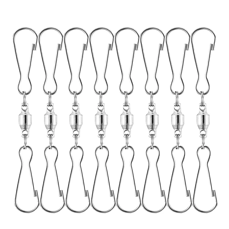 

8 Pack Spinning Double Clip Swivel Hooks for Wind Spinners, Windsock, Bird Feeders, Wind Chimes Crystal Twisters Party