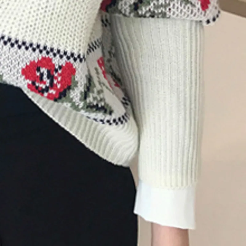 

Women Cardigan Sweater Female Vintage Single-breasted Floral Knit Open Stitch Jumper Embroidery Knitted Blusa De Frio Feminina