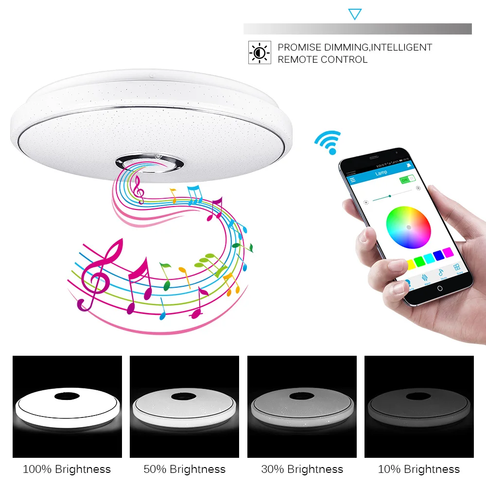 Smart Music LED Ceiling Light 36-60W RGB Embedded Round Star Remote Bluetooth Full Color | Освещение
