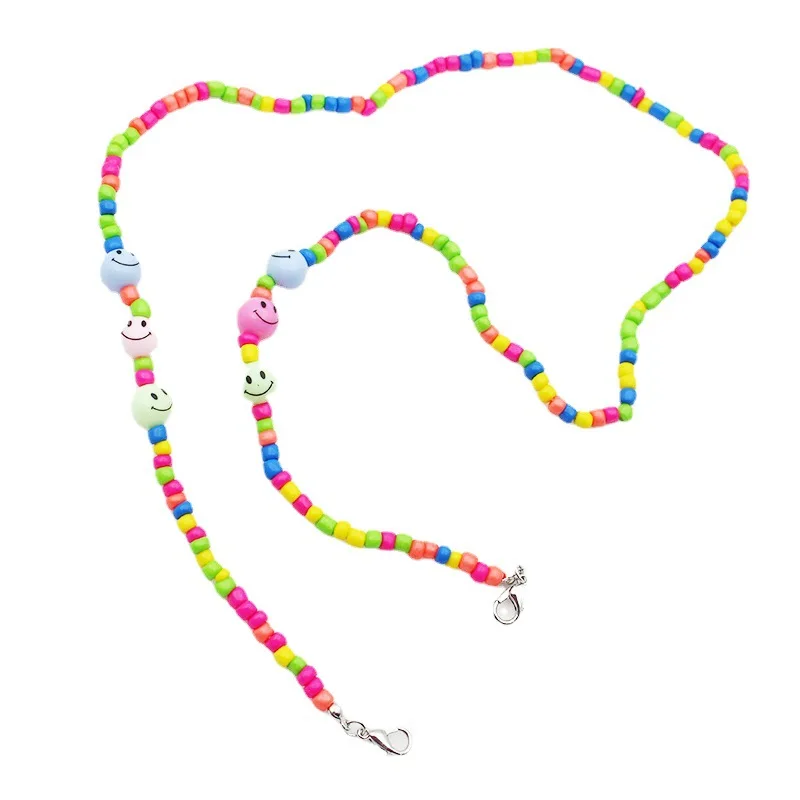 

Sunglasses Chains Necklace For Women Rainbow Smile Face Beads Reading Glasses Chain Strap Cord Holder Face Mask Neck Jewelry