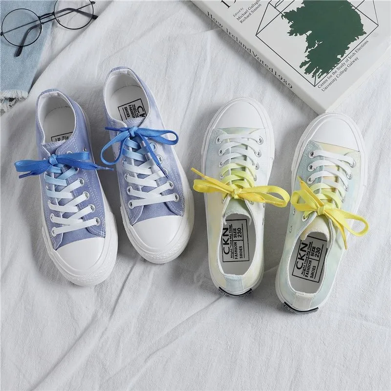 Кеды женские на платформе дизайнерские холщовые кроссовки Радужный цвет