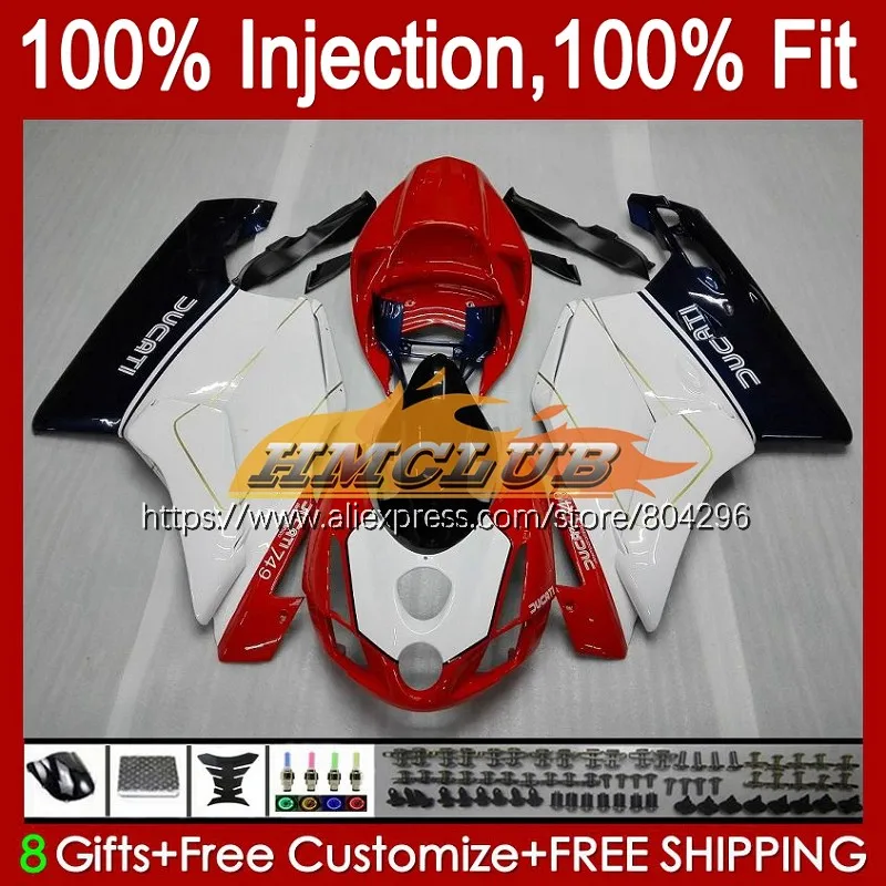 

Корпус инжектора для DUCATI 749S Белый Красный blk 999 S 749 999 S R кузов 109No.4 749-999 03 04 749R 999R 2003 2004 Обтекатель OEM комплект