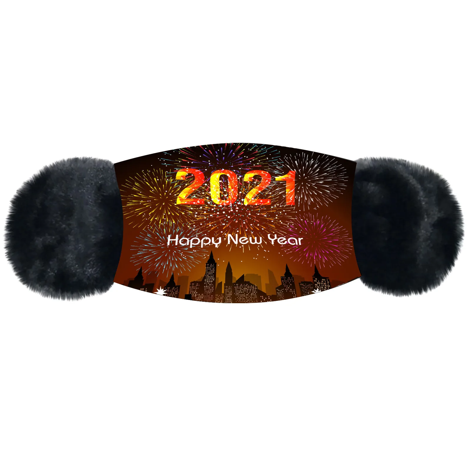 Маска унисекс для взрослых на зиму 2021 с новогодним принтом теплая маска ушей