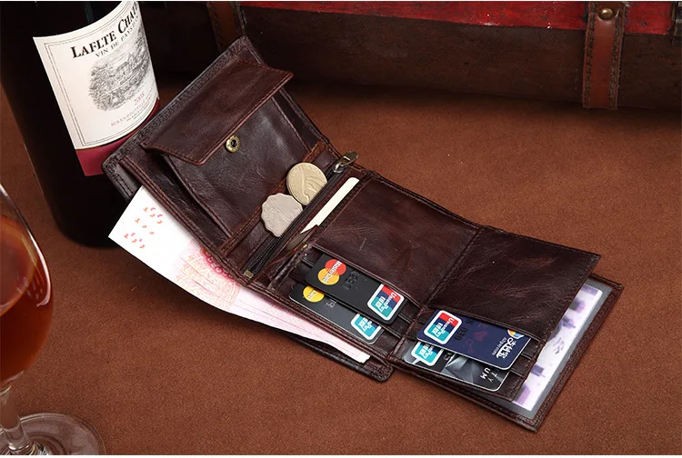 

2020 Men Real Leather Wallets Retro Men Coin Purse Money Short Genuine Leather Wallets Card Holder Male Wallet Money Bag