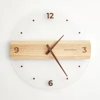 16 Inch Wall Clock Modern Design Creative Nordic Simple Solid Wood Acrylic Glass Home Living Room Office Decorative Wall Clock