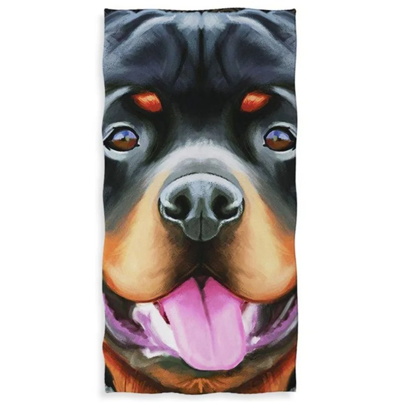 

Pet Dog Print Shower Beach Towel Sandy Proof Rottweiler Design Towels 3D Animal Yoga Swimming Blanket Microfiber Towels